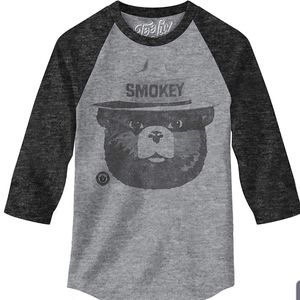 Tee Luv Smokey Bear Raglan Jersey Shirt